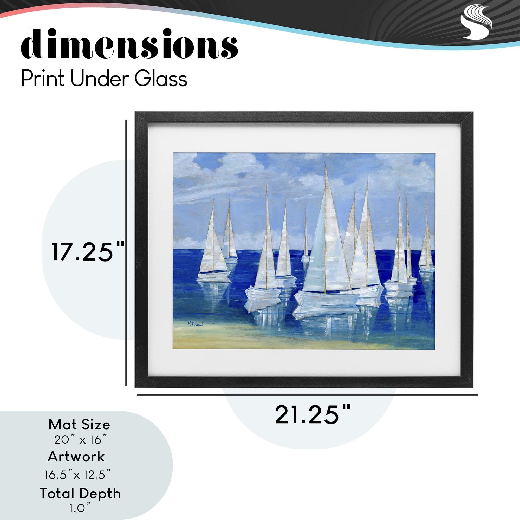 Stupell Industries Blanco Beach Sailboats Black Framed Print Under Glass, design by Paul Brent
