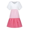 thumbnail image 4 of Femmes Plus Robe de Taille Été Fluide Mode Vacances Bande Patchwork à Pois à Manches Courtes Beach Party Robes Amples, 4 of 9