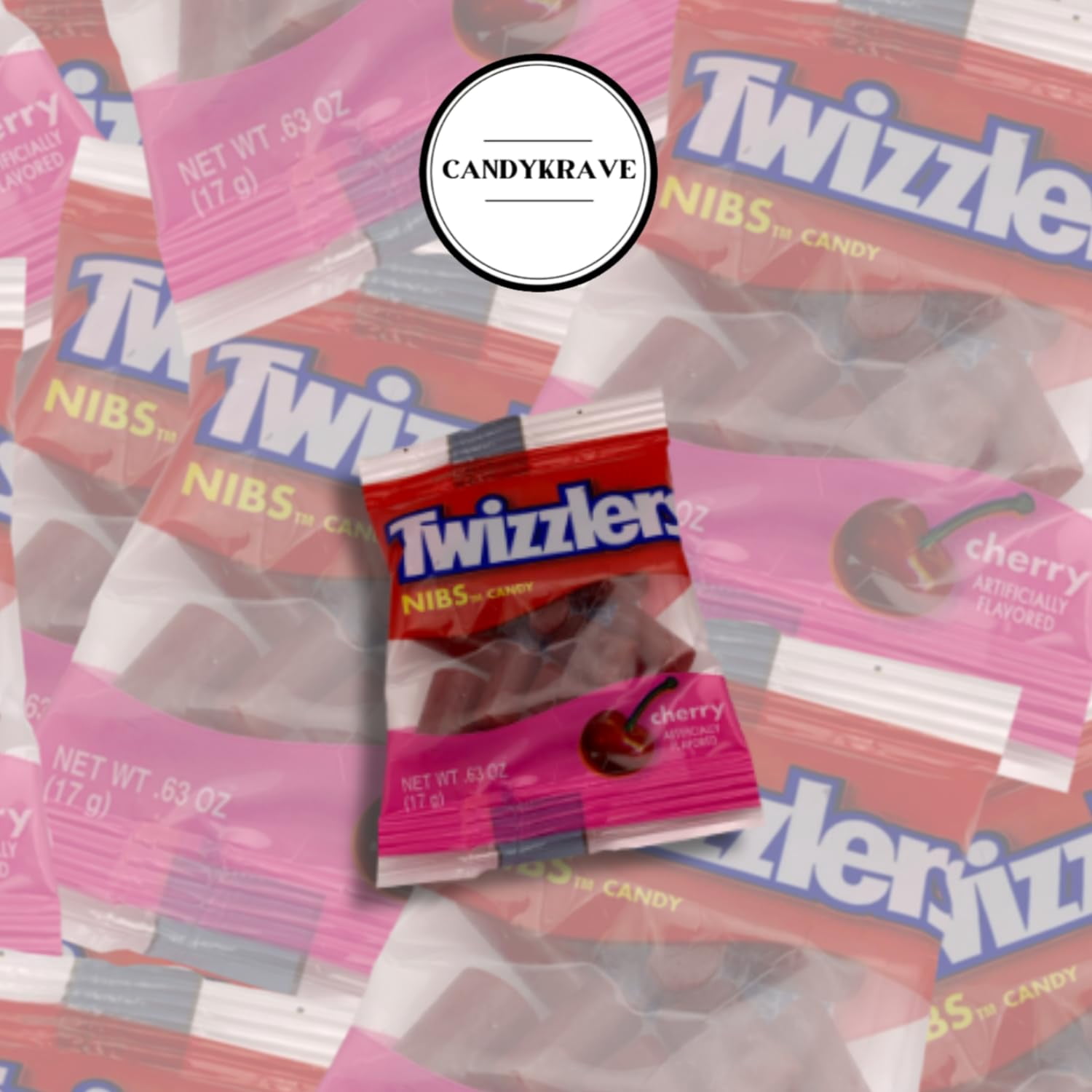 CandyKrave Twizlers Nibs Cherry Flavored Candy - (2lb 45+ Pieces) Bulk Individually Wrapped Twizlers Candy - Chewy & Delicious Cherry Flavor Candy for Birthday, Easter & Christmas
