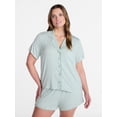 thumbnail image 2 of Joyspun Women’s Modal-Blend Ruffle Trim Notch Collar Top and Shorts Pajama Set, 2 Piece, Sizes XS-3X, 2 of 6