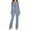 Blue, variant on JSGEK Womens Loungewear Sets Long Sleeve Button Design Smooth Fabric Relaxed Silhouette for Home Leisure Black XXL