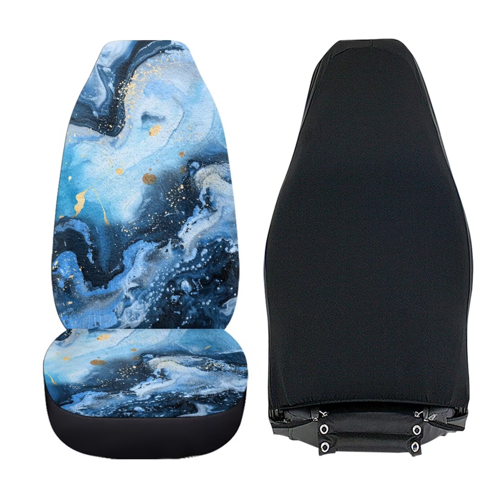 Uorisanigo Car Seat Covers 2 Pcs - Blue Marble Bucket High Back Car Front Seat Covers Soft Flurry Bucket Seats Cushion Universal Fit for SUVs/Vans/Trucks, Cars Accessories