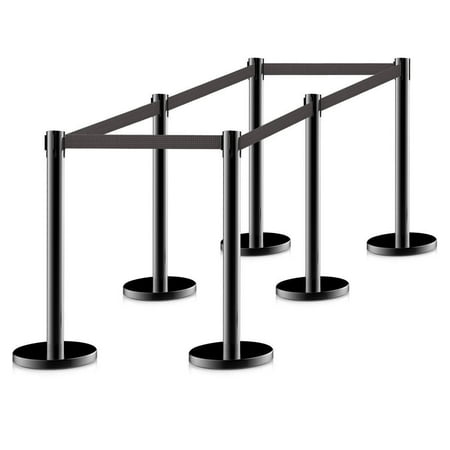 Beltrac 3000 Retractable Belt Stanchion - Ktaxon 6PCS Stanchion Posts Queue Pole Retractable Black Belt Crowd Control Barrier