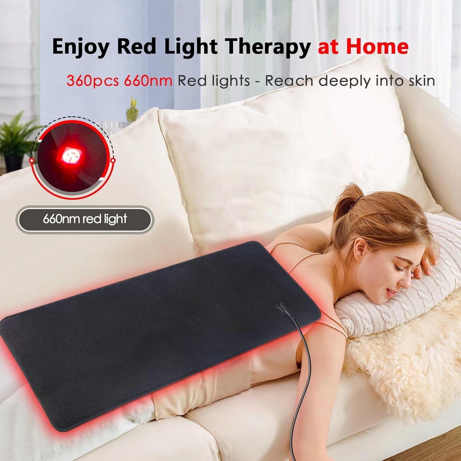 Red Light Therapy Mat for Relaxation,360 LED Red Light Therapy for Body 660nm/850nm Full Body Blanket, Adjustable Brightness and Timer, Great Gift for Elderly, Family, Fitness, Health Enthusiasts