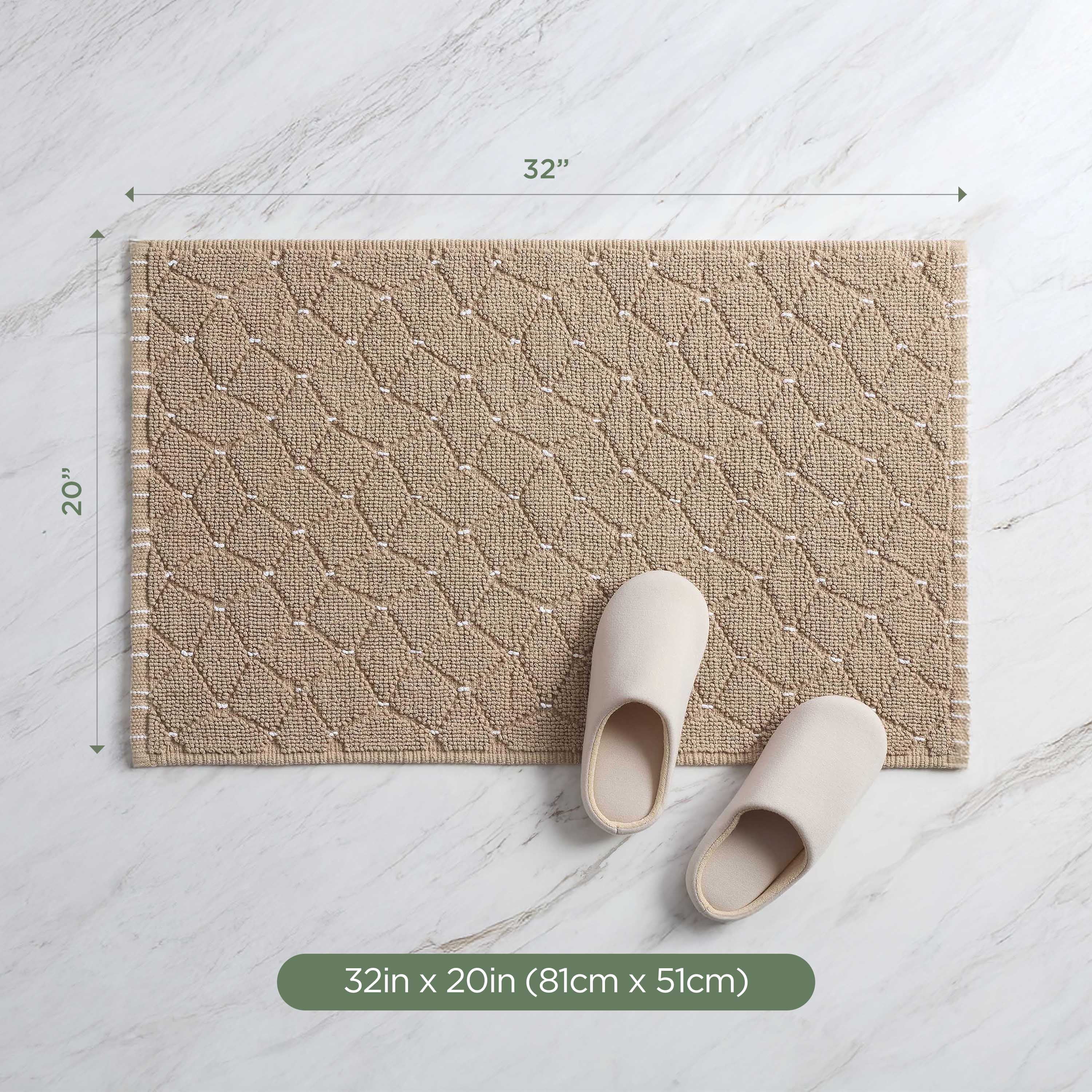 Martex Restore Geometric Cotton Bath Rug, 20" x 32", Taupe