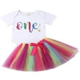 thumbnail image 2 of Ensemble 2 Pcs pour Nouveau-Née Fille : T-Shirt Imprimé « Mon 1er Anniversaire », Haut, Jupe Tutu, Robe, 2 of 4