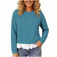thumbnail image 3 of Women Layered Sweatshirt Sevevn Crew Neck Long Sleeve Fake Two Piece Casual Pullover Tops for Daily Casual Outfits, 3 of 7