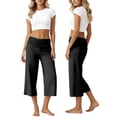 thumbnail image 3 of NAFUU Women Casual Pants Pleated Waist Solid Color Yoga Capri Pants Wide Leg Trousers Relaxed Fit Trousers For Women, 3 of 5