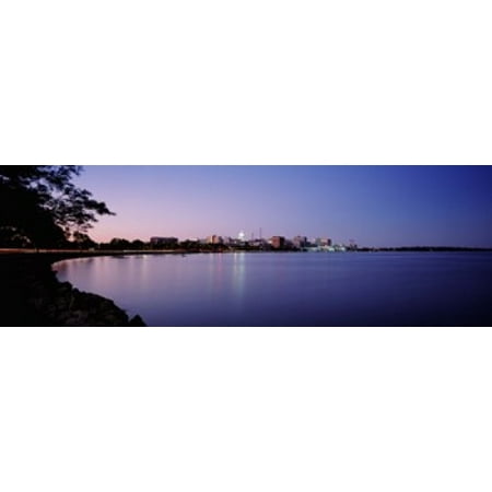 Buildings Along A Lake Lake Monona Madison Wisconsin USA Canvas Art - Panoramic Images (18 x