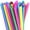 Multicolor striped, variant on 100 PCS Solid Color Plastic Boba Straws, 12mm Extra Wide Disposable Smoothie Straws for Bubble Tea, Popping Pearls - 8.5 inch Pointed Design