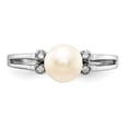 thumbnail image 4 of 14K White Gold Ring Band Pearl Diamond Round Freshwater, Size 7, 4 of 5