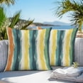thumbnail image 5 of Waterproof Throw Pillow Covers Set of 2, 24x24 Inch Turquoise Yellow Stripe Decorative Pillowcases Outdoor Pillow Slip Cushion Covers Set for Couch Tent Abstract Orange Teal Green, 5 of 7