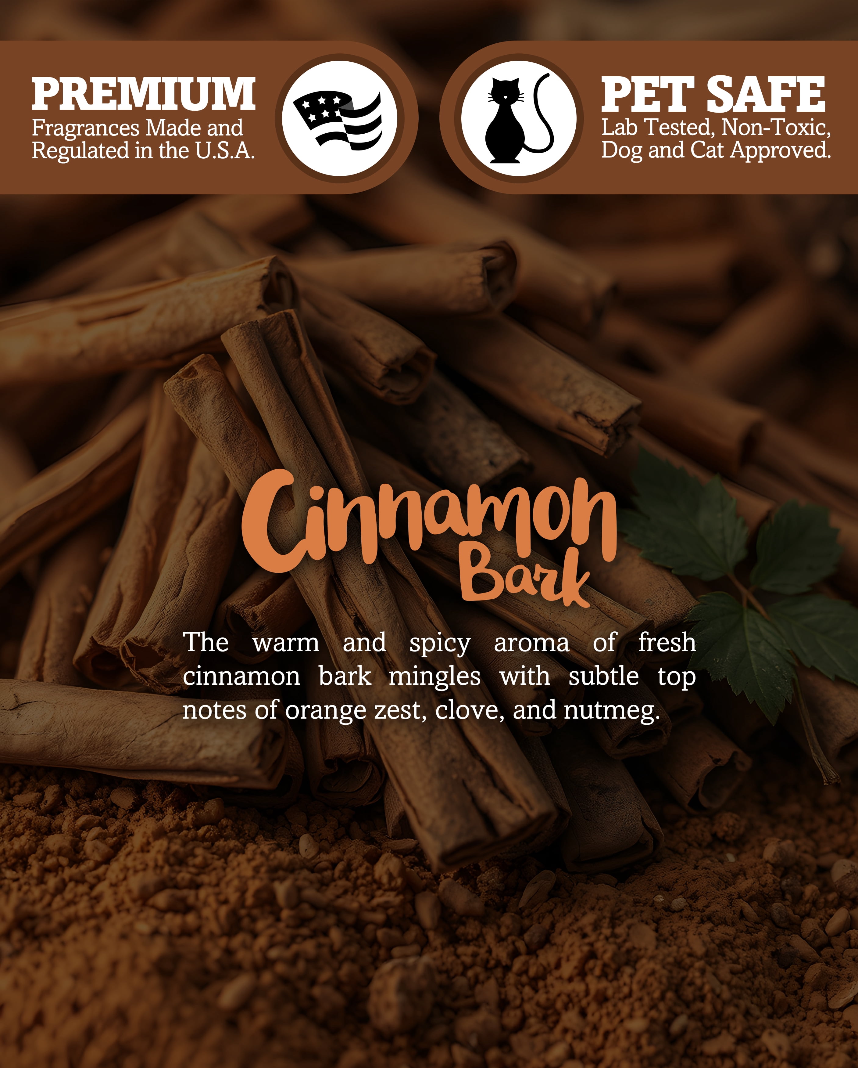 Cinnamon Bark Scented 3 Wick Candle - All Natural - Made with 100% Responsibly Sourced Soy and Essential Fragrance Oils - Phthalate & Paraffin Free, Vegan, Non-Toxic