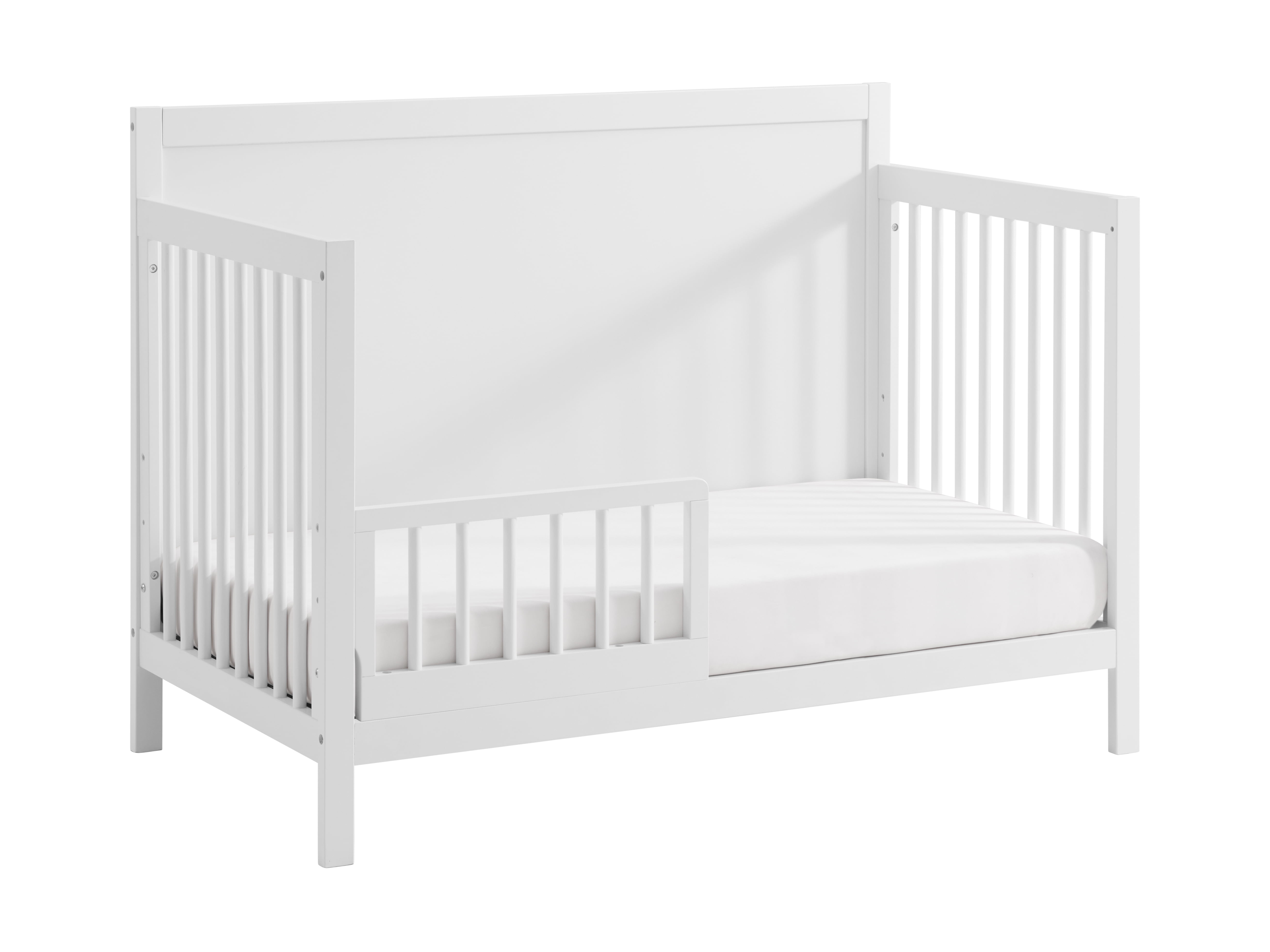 Oxford Baby Essential 4-in-1 Convertible Panel Crib with Round Spindles, White