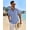 Blue, variant on Mens Sage Linen Shirt Short Sleeve Button Down Shirts Summer Beach Dress Shirt