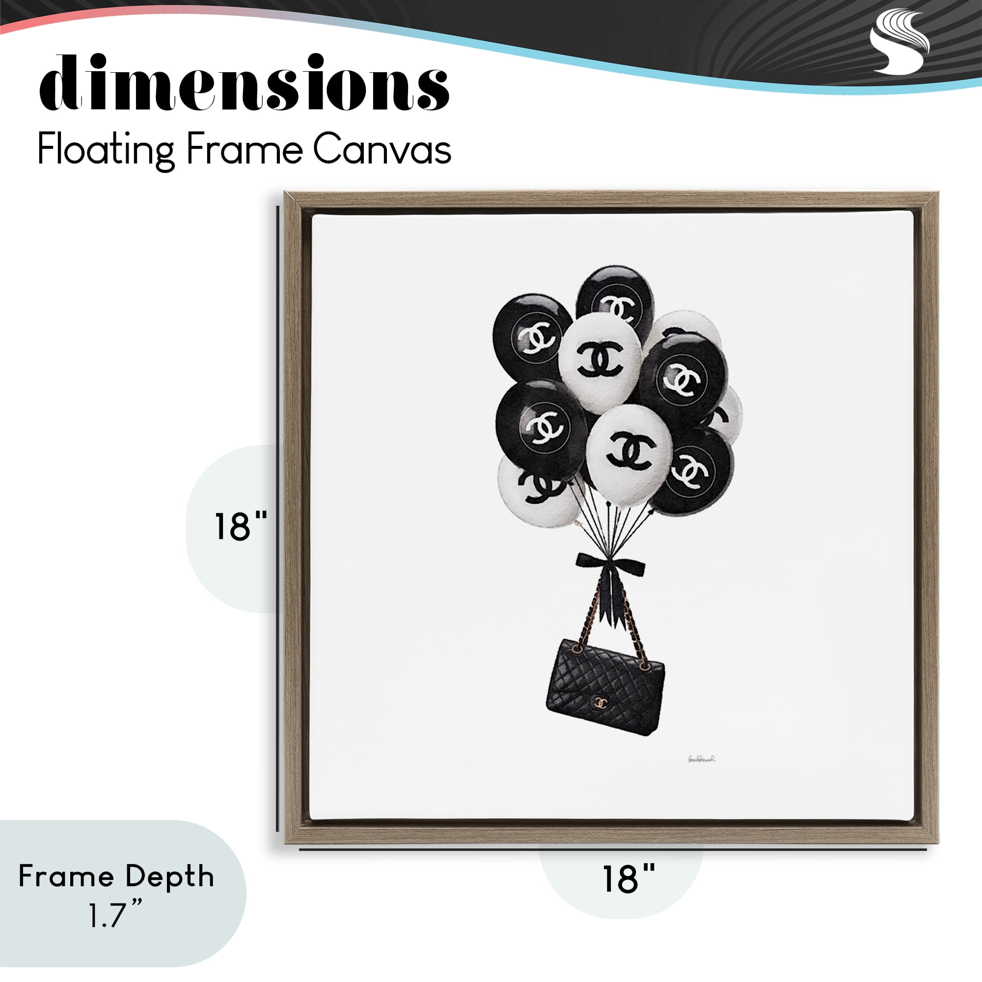 Stupell Industries Chic Balloons & Purse Brown Framed Floater Canvas Wall Art, design by Amanda Greenwood