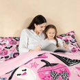 thumbnail image 3 of Homewish Halloween Pink Pumpkin Queen Comforter Set for Girls, Bow Ghost Bat Skull Comforter Sets Queen, Pink Black, Pink Reversible, 3 Pieces 1 Comforter and 2 Pillowcases, 3 of 5