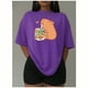 thumbnail image 3 of Playera Blusa Divertida De Capybara Tomando Jugo Ropa De Mujer Capibara Color Morado Talla Grande Marca Emil SaEs, 3 of 4