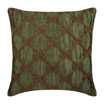 Pillow Covers, Earth Green Pillow Cover, Gold Beaded Lattice Trellis Pillow Cover, 18x18 inch (45x45 cm) Pillow Cover, Square Silk Pillow Cover Couch, Geometric - Tarnished Gold