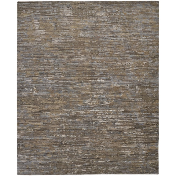 4' X 6' Brown And Gray Wool Abstract Hand Knotted Area Rug