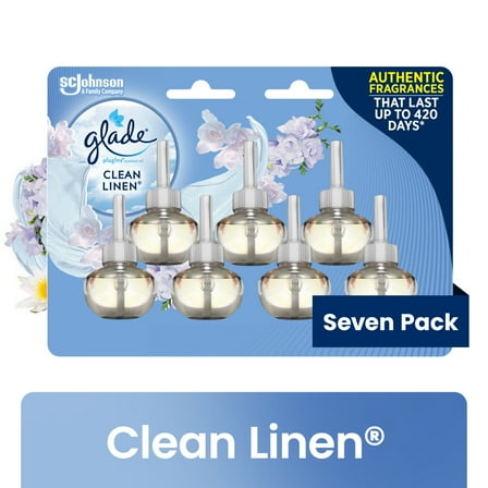 Glade PlugIns Air Freshener Refills, Clean Linen, Infused with Essential Oils, 0.67 oz, 7 Count