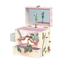 Enchantmints Sweet Fairy Wren Jewelry Box for Girls Musical, Kids Treasure Chest with 4 Pullout Drawers & Spinning Figurine - Ideal for Birthdays Valentine's Gifts