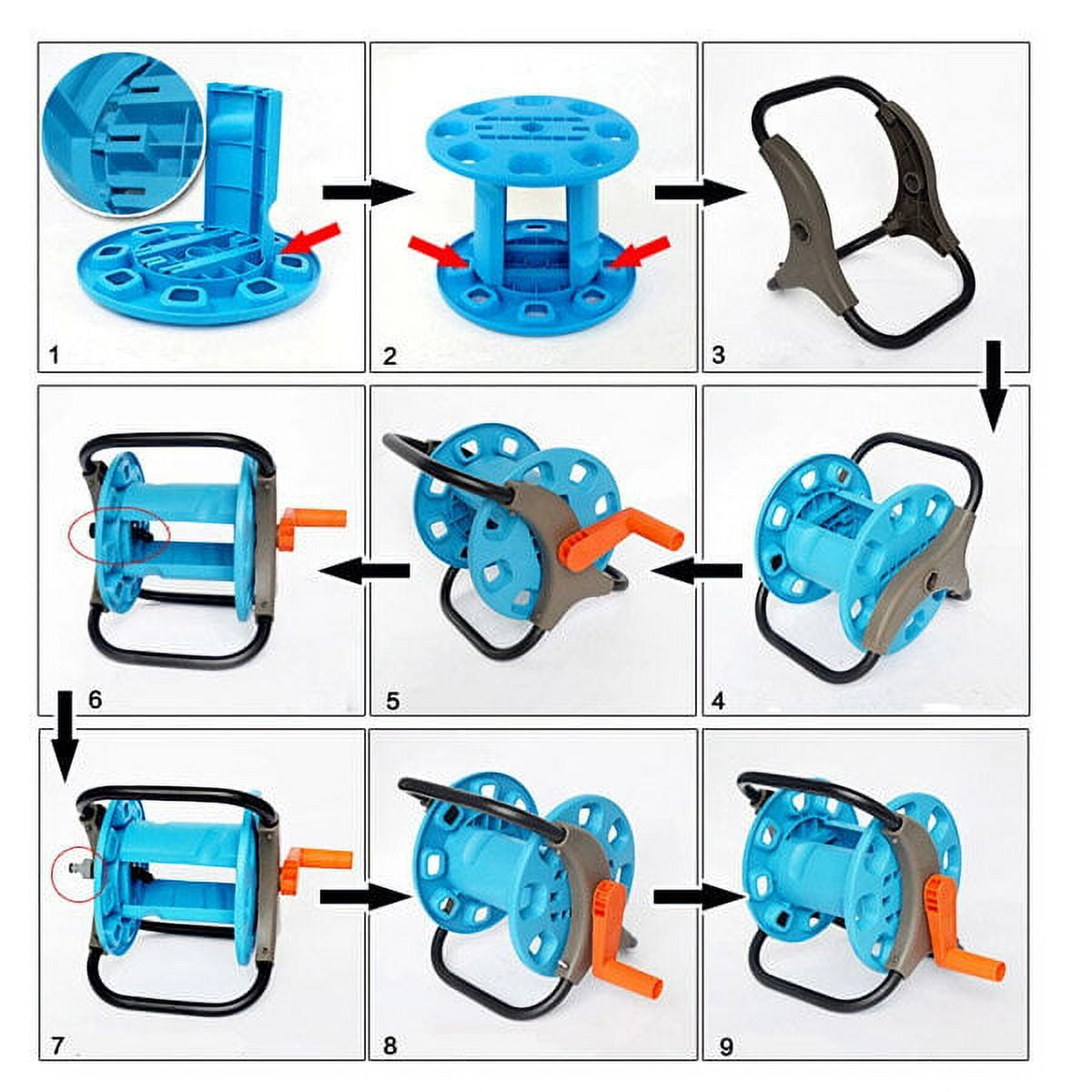 LIFKOME Portable Garden Water Hose Reel Cart with PE Plastic, Copper & Aluminum, Outdoor Use, 42x30cm, and Lightweight