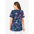 thumbnail image 3 of Woman Within Plus Size Short-Sleeve V-Neck Shirred Tee, 3 of 6