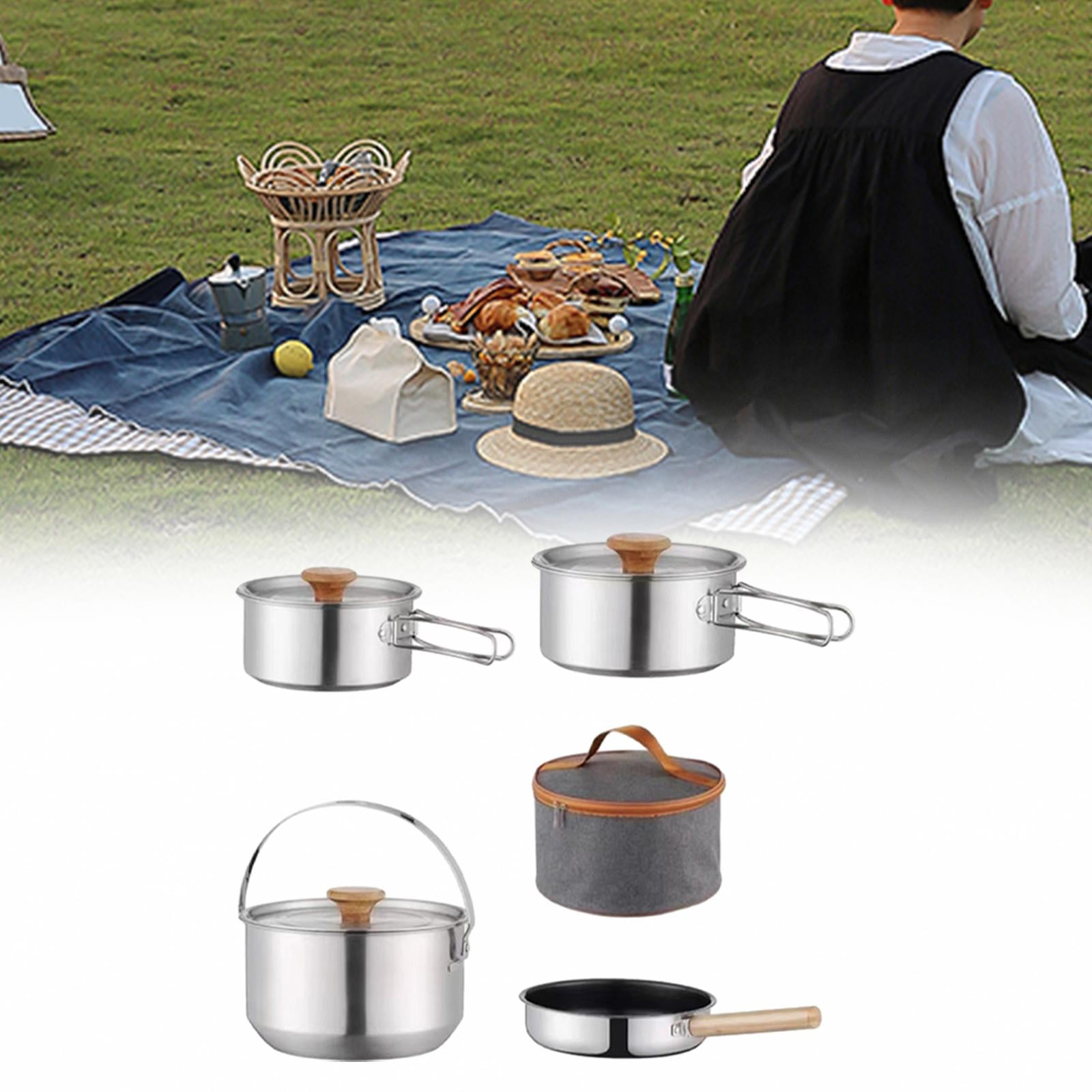 Nishiyuenyi Camping Cookware Kit Cooking Set Lightweight Frying Pan Outdoor Pot Cookset for without kettle