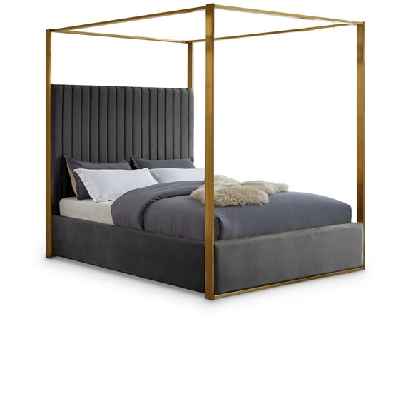 Meridian Furniture Jones Grey Velvet Queen Bed