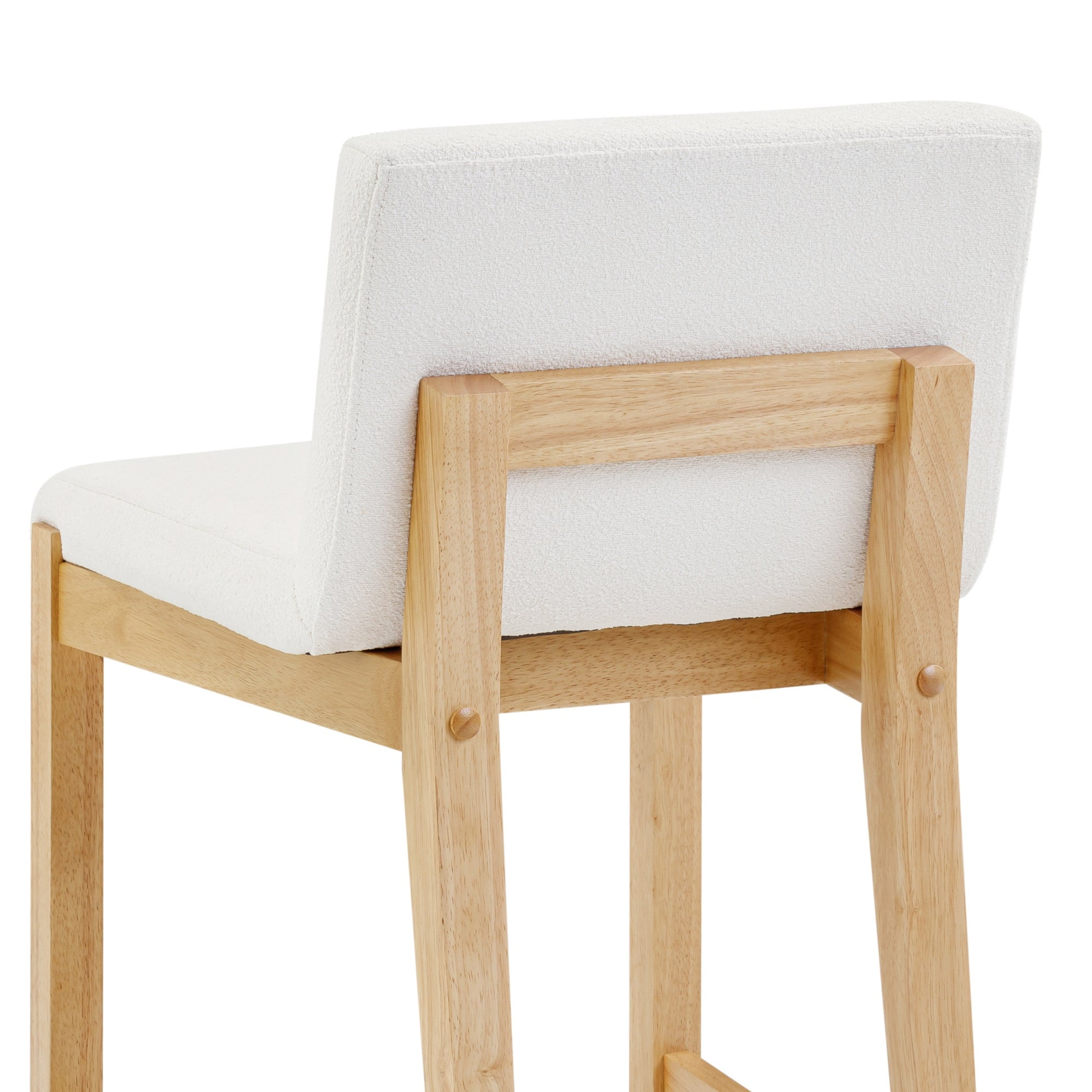 Nathan James Gracie Modern Upholstered Bar Stool, Wooden Bar Stool for Kitchen Island with Boucle Upholstery, Cream Boucle/Warm Pine