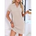 thumbnail image 4 of Women'S Solid Color Collared Loose Short-Sleeve T-Shirt Dress Color S, 4 of 10