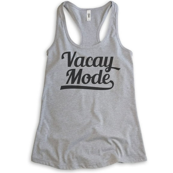 Vacay Mode Tank Top, Ladies Racerback Tank Top, Vacay Tank, Beach Tank, Vacation Travel Tank, Island Tank, Heather Gray, Small