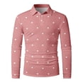 thumbnail image 5 of Mens Polos Valentine Heart Print Long Sleeve Shirt Casual Clothes, 5 of 7
