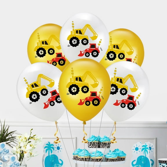 NICEXMAS 20Pcs Construction Vehicle Printing Balloons Set Latex Balloons Assorted Colors for Party Favors