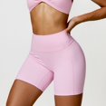 thumbnail image 2 of GEWSEY Biker Yoga Shorts for Women 3" High Waisted Tummy Control Workout Running Athletic Spandex Shorts (Pink, XL), 2 of 8