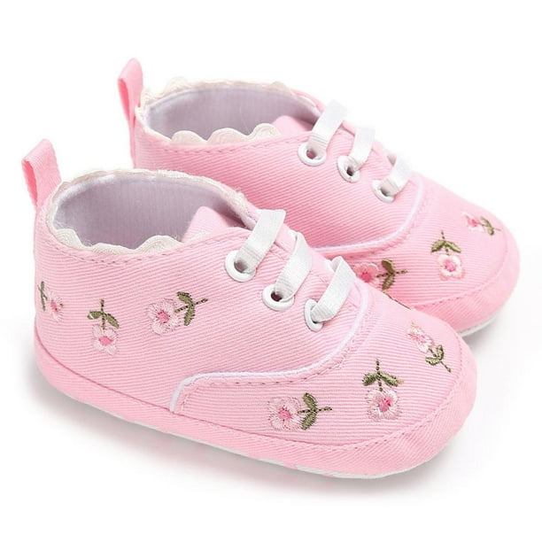 Zapatos De Bebé Niña Encaje Floral Bordado Suave Elástico Vendaje Zapatos De Bebé Para Diario Yuarrent BA001403-06
