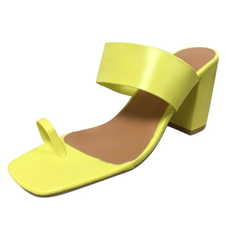 

Womens Sandals Fashion Spring And Summer Women Sandals High Heeled Thick Heeled Set Toe Solid Color Large Size Style