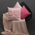 thumbnail image 2 of JWH 3D Handmade Square Decorative Soft Smooth Velvet Accent Pillow Case 18x18inch Light Pink, 2 of 7