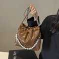 thumbnail image 5 of Bolso pequeño con cadena de perlas para mujer, nuevo bolso de cubo plisado con remaches de moda de 2024, bolso de mensajero de hombro popular de verano, 5 of 5