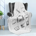 thumbnail image 4 of TV Show Soft Flannel Fleece Throw Blanket, Electronic Fashion Themed Progress of Television Concepts, Cozy Plush for Indoor and Outdoor Use, 50" x 70", Charcoal Grey Pale Grey, by Ambesonne, 4 of 5