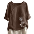 thumbnail image 1 of Birdeem Blouses pour Femmes T-Shirt Imprimé Manches Courtes Blouse Col Rond Hauts Décontractés, 1 of 12
