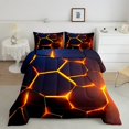 thumbnail image 2 of Manfei Gradient Honeycomb Full Size Comforter Sets, Neon Orange Bedding Sets, 3pcs, 2 of 7