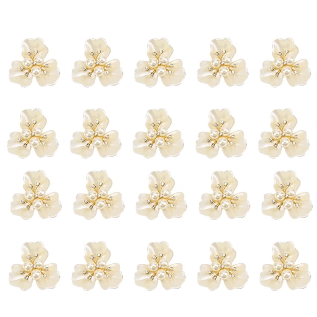 20Pcs High-end Artificial Pearl Rose-shaped Headwears for Woman Girl Lady (Light Yellow)