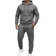 thumbnail image 3 of Trgacdwlo Men's Sweatsuits 2 Piece Set Tracksuit Hooded Sweatshirt & Joggers Sweatpants Fall Winter Hoodie Suit Set Men's Casual Outfits Dark Gray L, 3 of 9