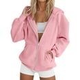 thumbnail image 3 of ZSQDM Zip Hoodies for Women Zip Up Sweatshirt Women Zipper Coat 2K Clear Coat Womens Cropped Jacket Zip Up Lightweight Oversized Utility（S）, 3 of 6