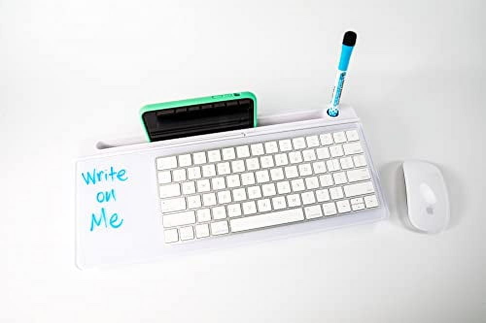 Glassboard Studio Glass Dry Erase Doodle Tray for Desktop Office Supply Storage - Marker and Eraser Included (8 Markers, White)