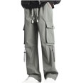 thumbnail image 2 of successthop Cargo pants for Mens and Big Mens Drawstring Elastic Waist Solid Hiking Pant with Pockets Outdoor Workwear, 2 of 8