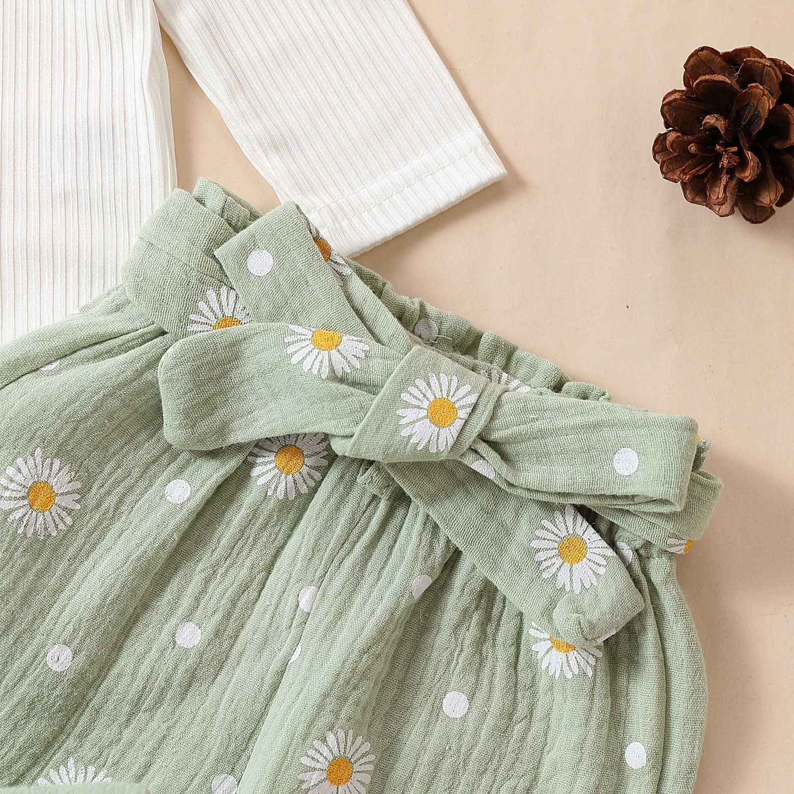 NIEWTR Baby Girl Clothes Toddler Girl Clothes Outfits Clothing Floral Pants Set Cute Clothes Set for Girls (12-18 Months,Green)
