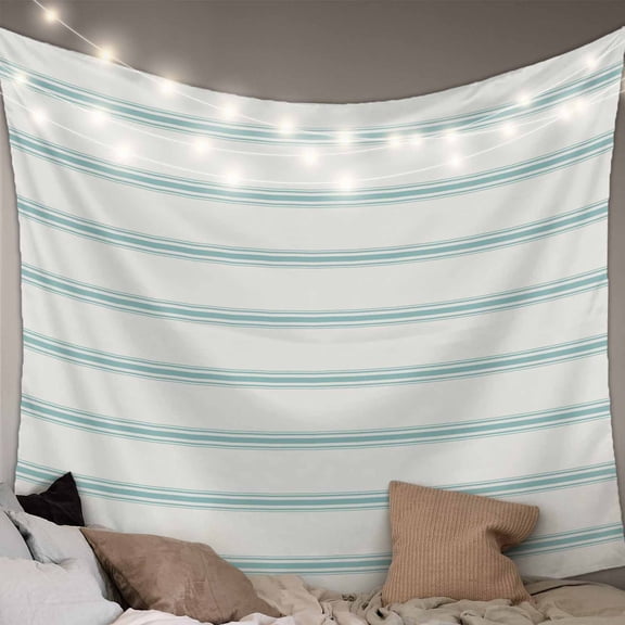 Turquoise Striped Tapestry for Bedroom Wall Hanging Tapestry, Farmhouse Pinstripes Geometric Color Ceiling Backdrop Tapestries Poster Blanket Wall Decor for Teens Room Living Room Dorm 59" x 90"
